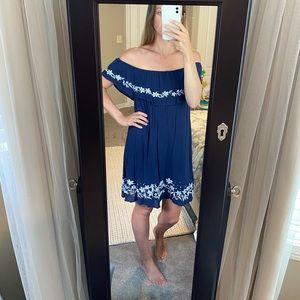 Blue embroidered dress